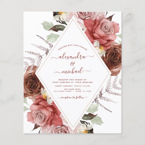 Budget Fall Wedding Terracotta Floral Flyer