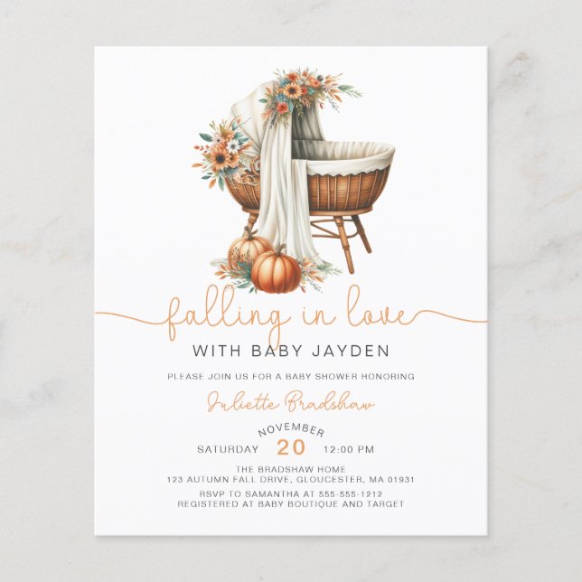 Budget Falling In Love Autumn Floral Baby Shower (Front)