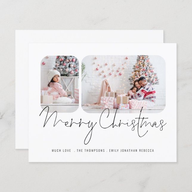 BUDGET Family 2 Photos Script Merry Christmas Card (Front/Back)
