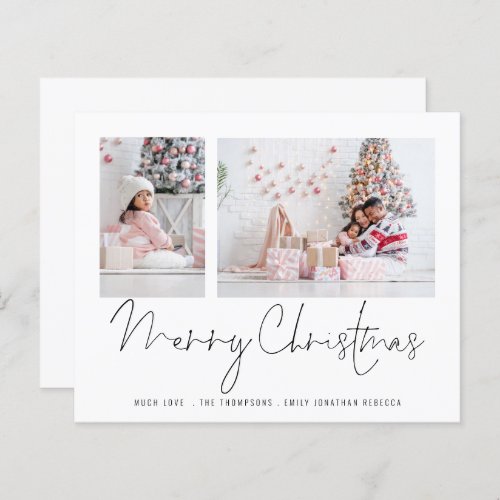 Budget Family 2 Photos Script Merry Christmas Card