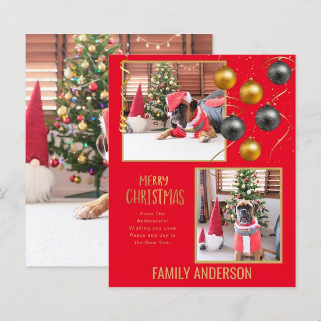 BUDGET Family PHOTO Christmas Greeting Gold (Front/Back)