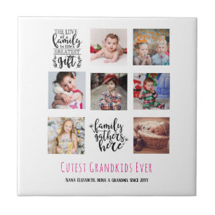Budget Family Photo Collage Gift Grandparent Pa Ma Ceramic Tile
