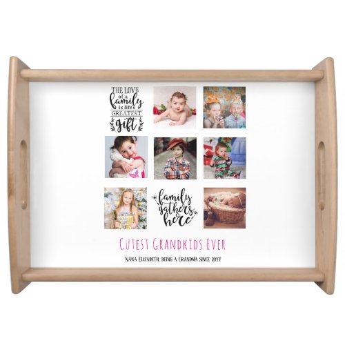 Budget Family Photo Collage Gift Grandparent Pa Ma Serving Tray