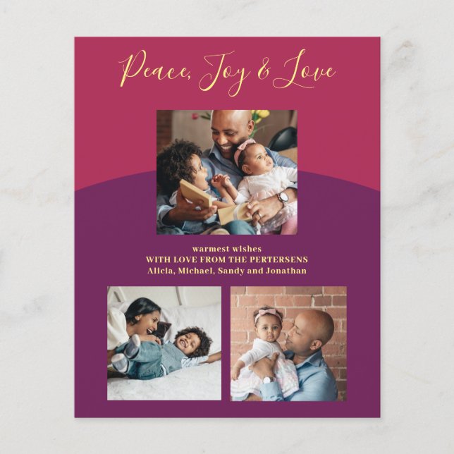 Budget family photo collage modern holiday card flyer (Front)