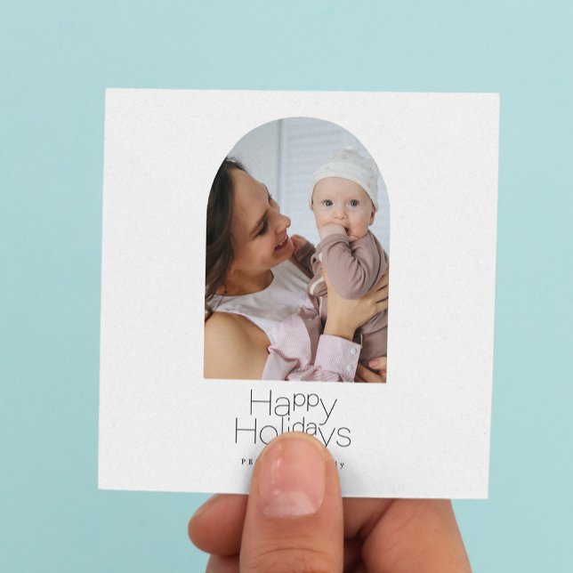 Budget family photo winter holidays square note card (Creator Uploaded)