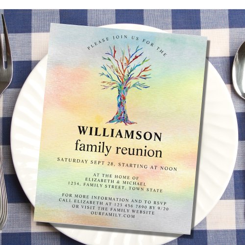 Budget Family Reunion Family Tree Colorful Invite