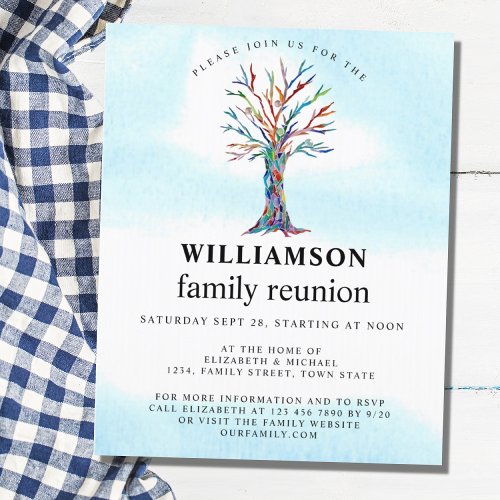 Budget Family Reunion Family Tree Invitation