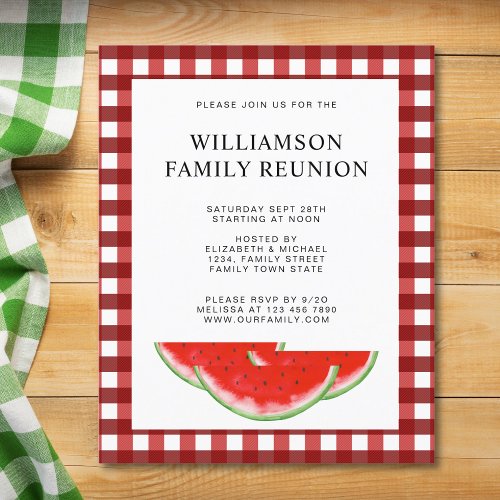  Budget Family Reunion Plaid Watermelon Invite