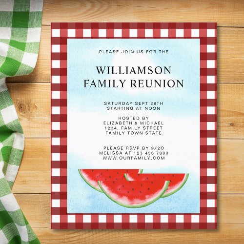  Budget Family Reunion Plaid Watermelon Invite