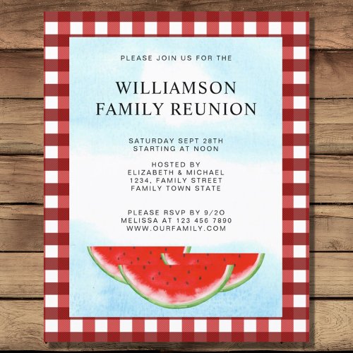  Budget Family Reunion Plaid Watermelon Invite