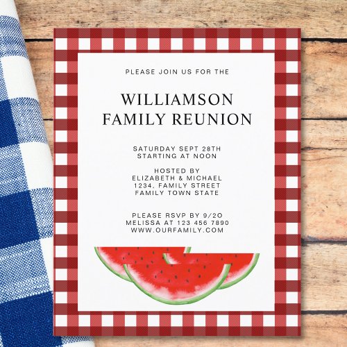  Budget Family Reunion Plaid Watermelon Invite