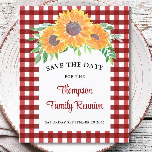Budget Family Reunion Sunflower Save The Date Card (Creator Uploaded)