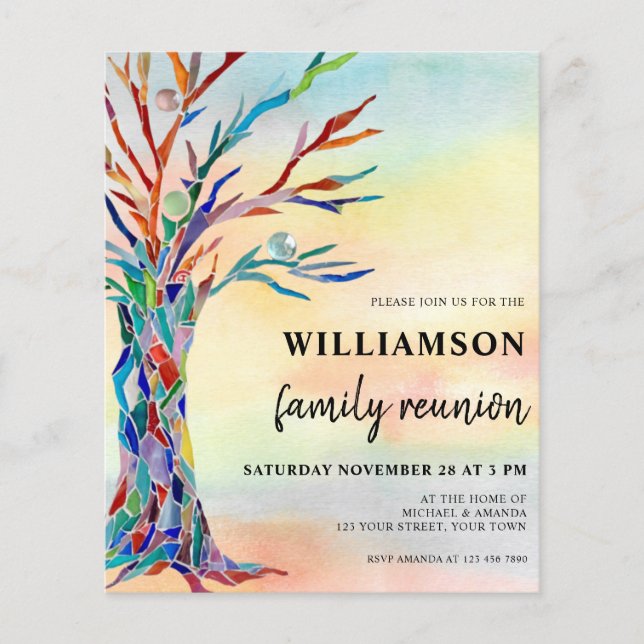 Budget Family Tree Family Reunion Invitation Flyer (Front)