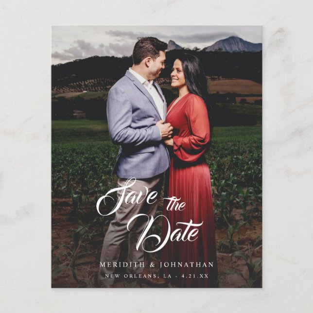Budget Fancy Elegant Photo Save the Date (Front)