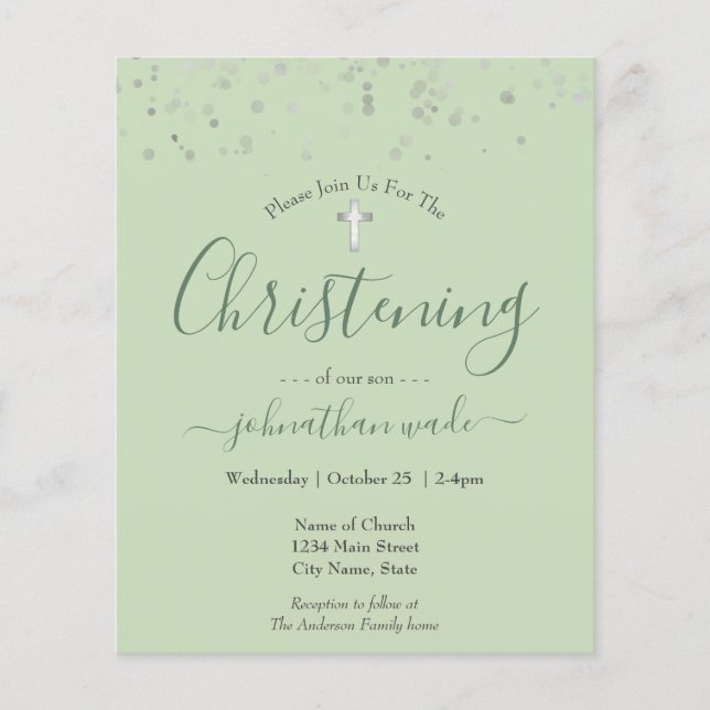 Budget Fancy Script Christening Flyer (Front)
