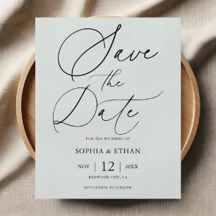 Budget Fancy Script Wedding Save The Date Flyer