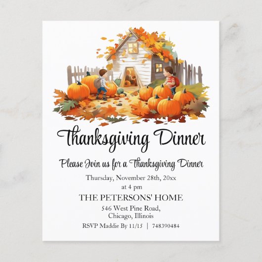 Budget Farmhouse Pumpkins Thanksgiving Invitation (Front)