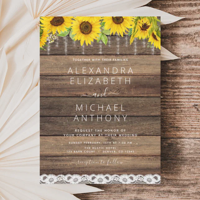 Budget Farmhouse Sunflower Wedding Invitation Flyer | Zazzle