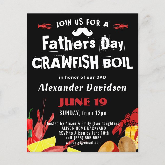 BUDGET FATHER'S DAY Crawfish Boil Invitation (Front)