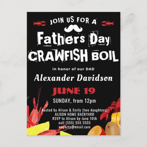BUDGET FATHERS DAY Crawfish Boil Invitation Postcard