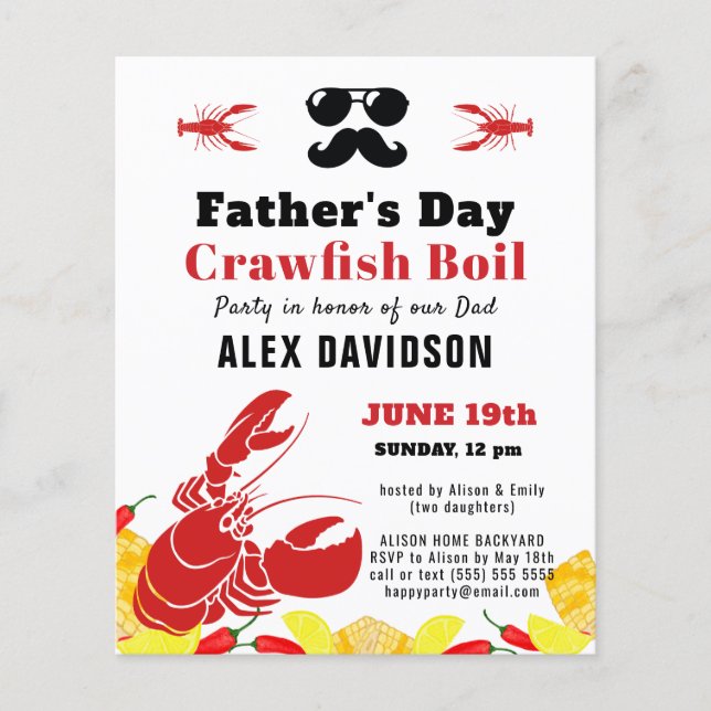 BUDGET Father's Day Crawfish Boil Party Invitation (Front)