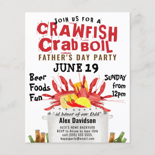 BUDGET Fathers Day Photo Crawfish Boil Invitation