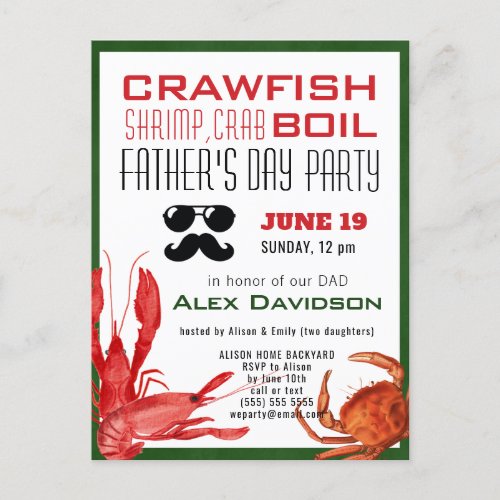 BUDGET Fathers Day Photo Seafood Boil Invitate Postcard