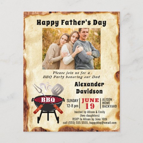 BUDGET Fathers Day Photo Vintage Style BBQ Invite