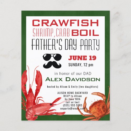 BUDGET Fathers Day Seafood Boil Party Invitation