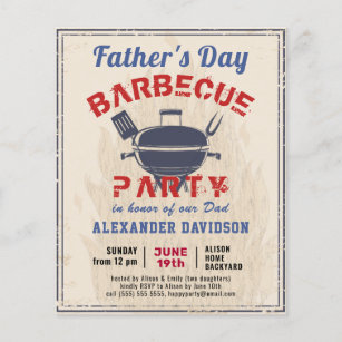 BUDGET Father's Day Vintage BBQ Party Invitation