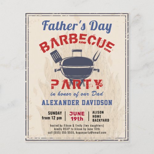 BUDGET Fathers Day Vintage BBQ Party Invitation