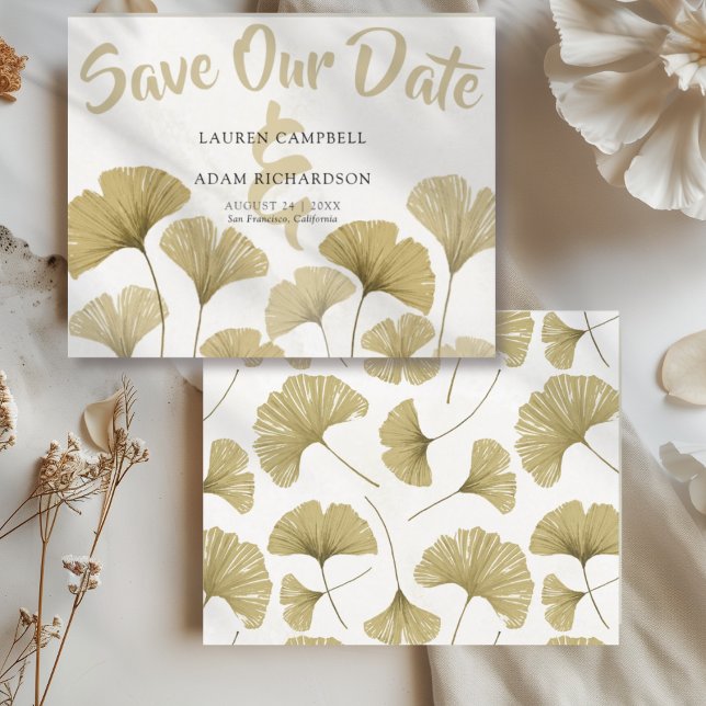 Budget Faux Gold Ginkgo Wedding Save the Date  (Creator Uploaded)
