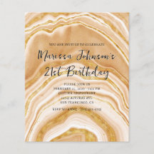 Budget Faux Golden Agate 21st Birthday Invitation
