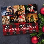 Budget Faux Snow & Buffalo Check 5 Photo<br><div class="desc">******* MATTE PAPER IS THIN. UPGRADE FOR A THICKER PAPER. NO ENVELOPES INCLUDED. FOR CARD STOCK, THICKER CARDS, CHECK OUT THE LINK BELOW. CARD STOCK, THICKER CARDS HAVE AN OPTION FOR ENVELOPES OR INCLUDES THEM******** Save money on cards with a paper flyer. Warm your family and friends' holidays with your...</div>