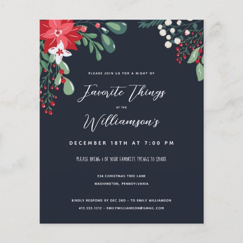 Budget Favorite Things Christmas Party Invitation