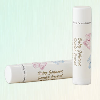 Budget Favors Gender Reveal Pink Blue Butterflies Lip Balm