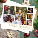 Budget Feliz Navidad Gold 6 Photo<br><div class="desc">** SATIN PAPER IS PAPER THIN. UPGRADE THE PAPER FOR A THICKER, CARD PAPER. HAS AN OPTION FOR ENVELOPES. *** Save money on invitations with this smaller invitation that has an option for envelopes. Send some holiday cheer with your Feliz Navidad Gold 6 Photo Holiday Cards. Multi Photo Want a...</div>