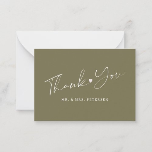 Budget fern green wedding thank you script note card