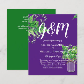 BUDGET Ferns Greenery Purple Wedding Invite