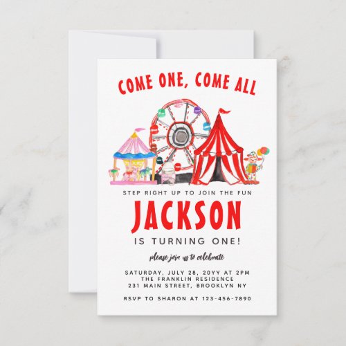 Budget Festive Carnival Circus Party Kid Birthday Note Card