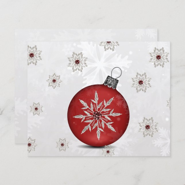 Budget festive silver red Business holidays card (Front/Back)