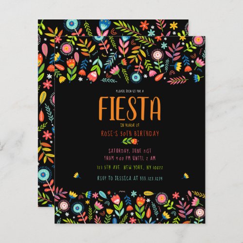 Budget Fiesta Floral Birthday Invitations
