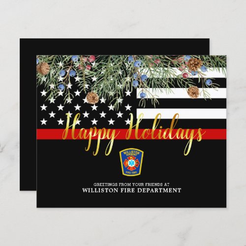 Budget Fire Department Thin Red Line Holiday Card