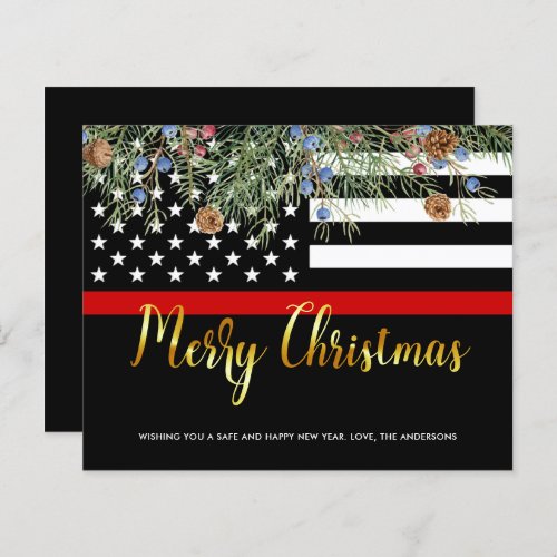 Budget Firefighter Flag Christmas Card