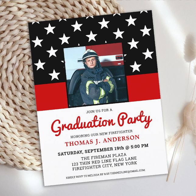 Budget Firefighter Graduation Party Photo Invite (Creator Uploaded)