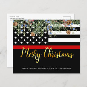Budget Firefighter Merry Christmas Postcard