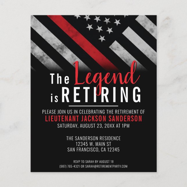 Budget Firefighter Retirement Fireman Invitation (Front)