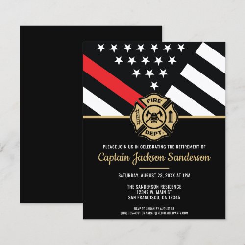 Budget Firefighter Retirement Fireman Invitation