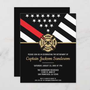 Budget Firefighter Retirement Fireman Invitation
