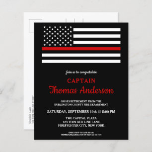 Budget Firefighter Retirement Invitation Postcard